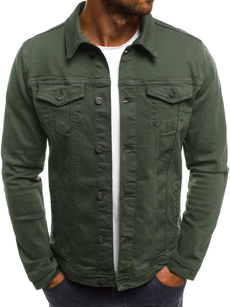 

Spring and autumn new solid color denim jacket jacket men's casual slim short jacket
