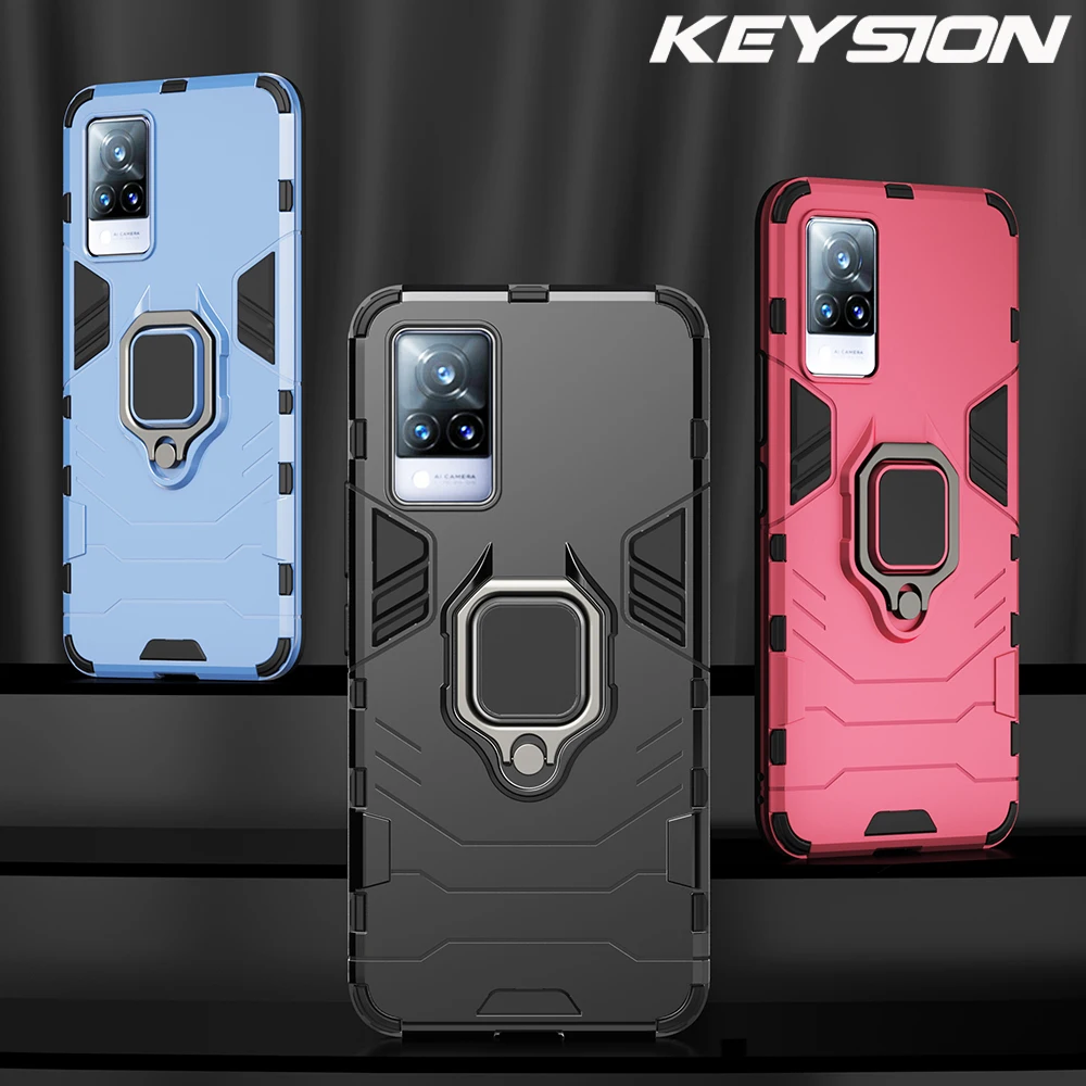 KEYSION Shockproof Phone Case with Ring Stand – Durable Protection and Versatile Viewing