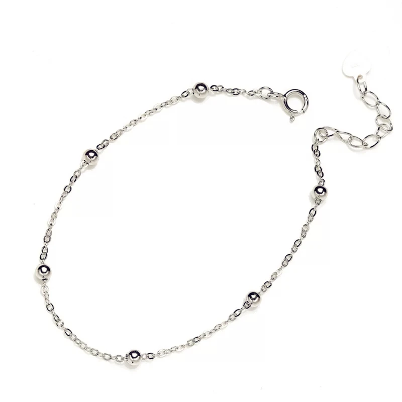 925 Sterling Silver 925 стерлингового серебра темперамент простой художественный и художественный шар браслет передачи мяч браслет из серебра, ювелирные украшения женские аксессуары - Цвет камня: 925 Sterling Silver