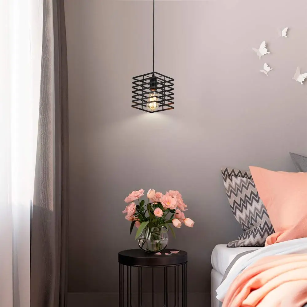 Home Neat черный подвесной светильник s мини квадратная клетка с металлическим