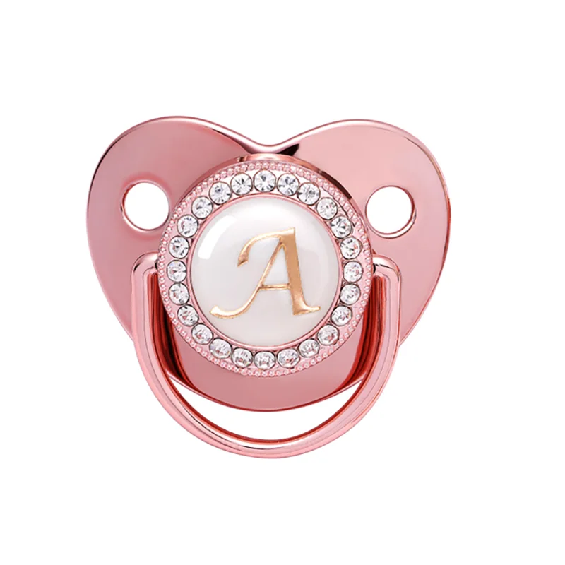 Name Initial Letters Pacifier Newborn Baby Girls Boys Bling Rose Gold Silicone Pacifiers BPA Free Toddler Infant Dummy Nipple pacifier clip silicone pacifier baby pacifier pacifier set