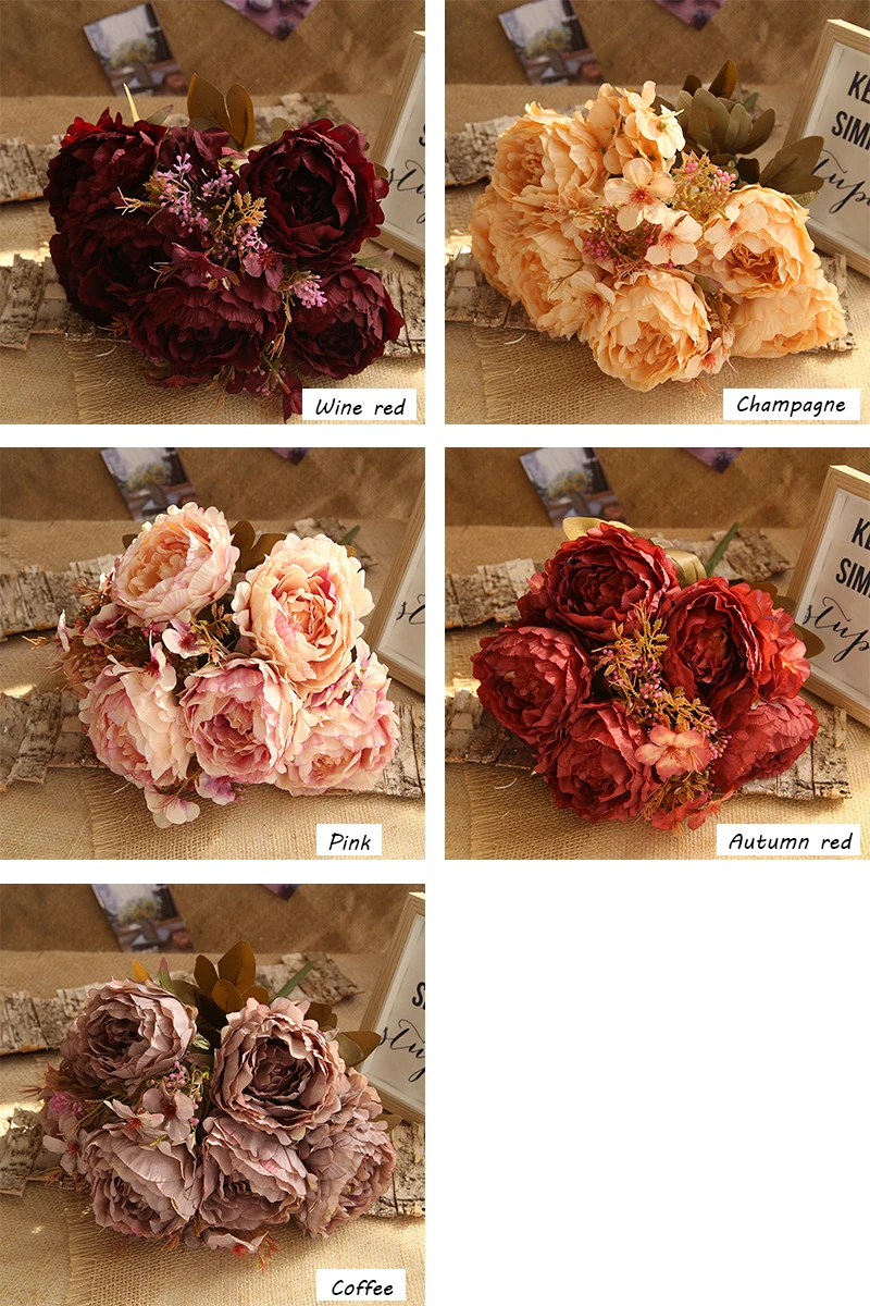 JAROWN Artificial High Quality Big Peony Flower Bouquet Autumn Home Decor Wedding Decoration Flowers Flores Sztuczne Kwiaty (4)