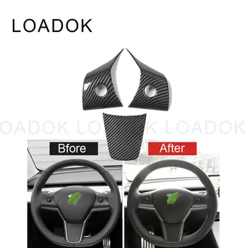 

Glossy / Matte Real Carbon Fiber For Tesla Model 3 2017-2020 Model Y Car Accessories Interior Steering Wheel Button Cover Trim