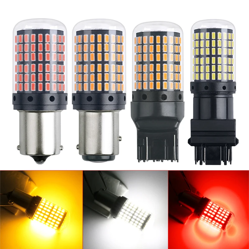1x3014 144SMD Canbus S25 1156 BAU15S PY21w T20 1157 bay15d p21 5 Вт 7440 W21W светодиодных ламп для поворотов светильник Белого красного и желтого цвета