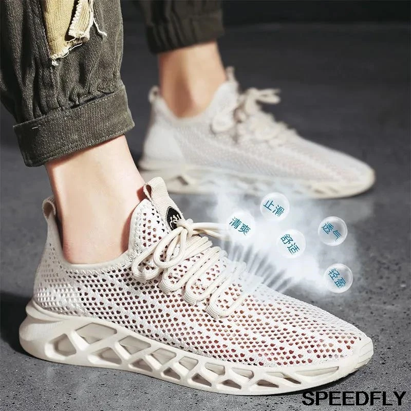 Zapatos de red transpirables para hombre, zapatillas de deporte de malla con agujeros, sección fina, tendencia, verano, de correr| - AliExpress