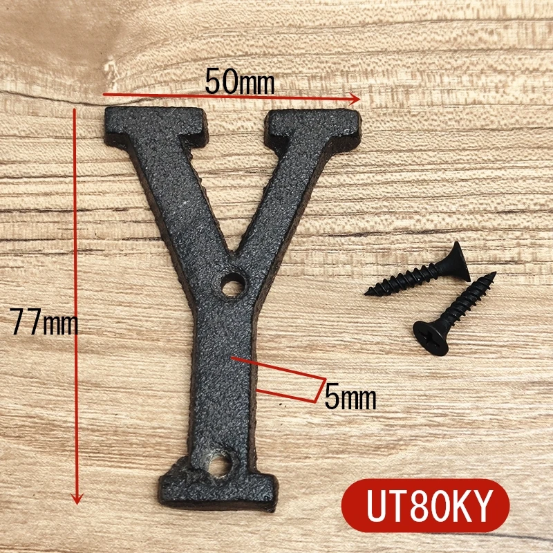 Metal Letters House Numbers Retro 3D Sign Cafe Wall Creative Cast Iron Decoration Doorplate Digital Arabic Furniture Hardware