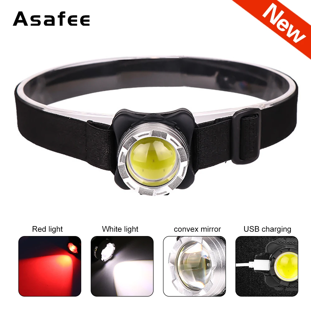 

Dropshipping COB LED Headlamp headlight Flashlight waterproof Built-in battery USB Rechargeable Head torch light Camping Cycling