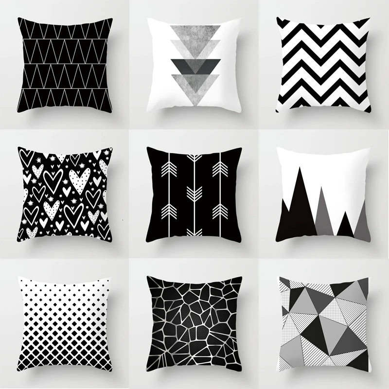 Geometric Cushion Cover Classic Polyester Throw Pillow Case Striped Dotted Grid Triangular Geometric Art Cushion Cover 4545cm (3).jpg