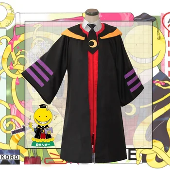 

Anime Assassination Classroom Ansatsu Kyoushitsu Cosplay Costume Korosensei Unisex Long Cloak ( Robe + Tie+Red vest ) Size S-XL