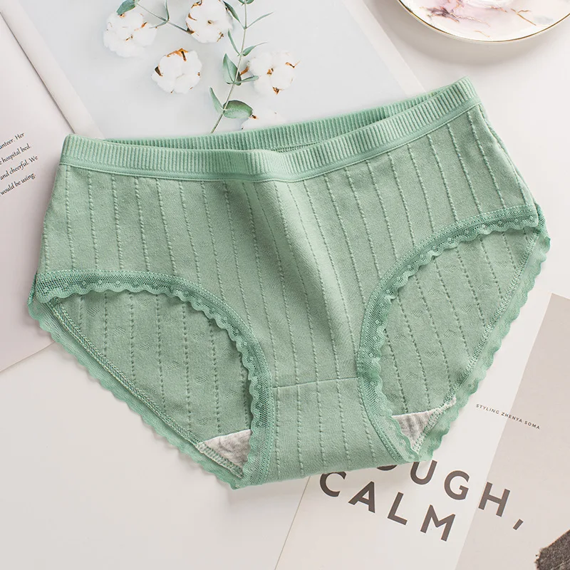 3PCS/Set Women's Panties Cotton Underwear Solid Color Briefs Girls