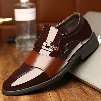 

Winter with Cloth Soft Napmen Dress Shoes Bright Leather Warm Feet Men Dress Shoes Leather Classicsman Shoes 08
