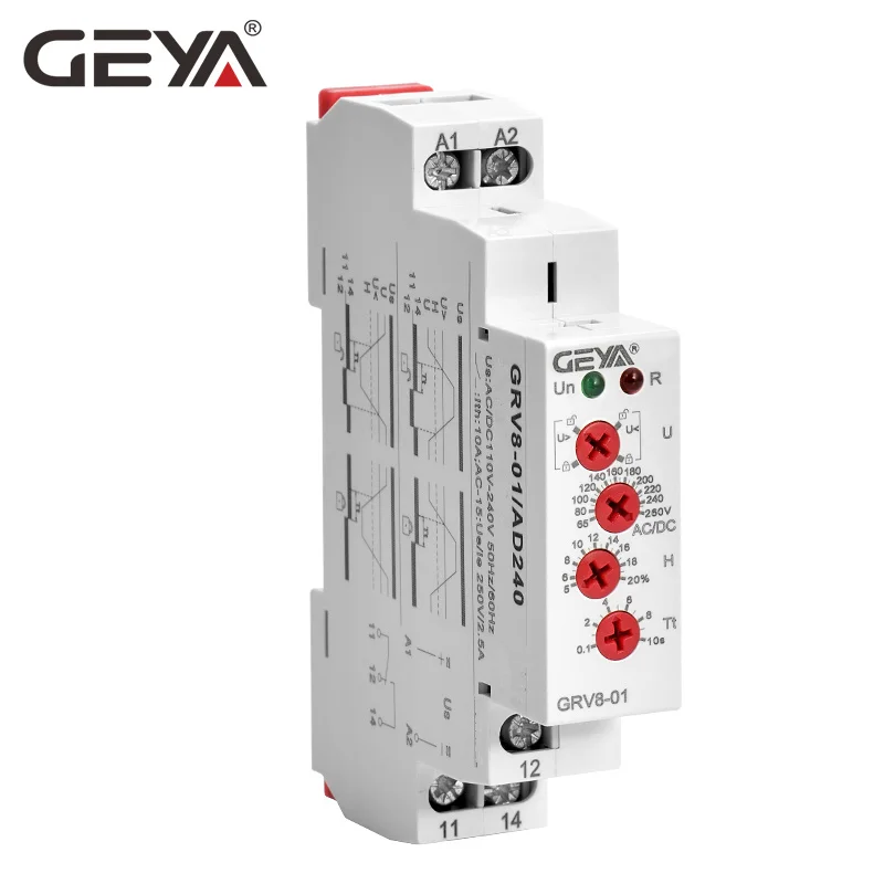 

Free Shipping GEYA GRV8-01 Adjustable Over Voltage or Under Voltage Relay 12V 48V 110V 220V 240V Voltage Control Relay