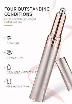 

Eyebrow Epilator Shaving Machine Hair Clipper Electric Eyebrow Trimmer Man Woman Red Gold Set in stock for dropshipping
