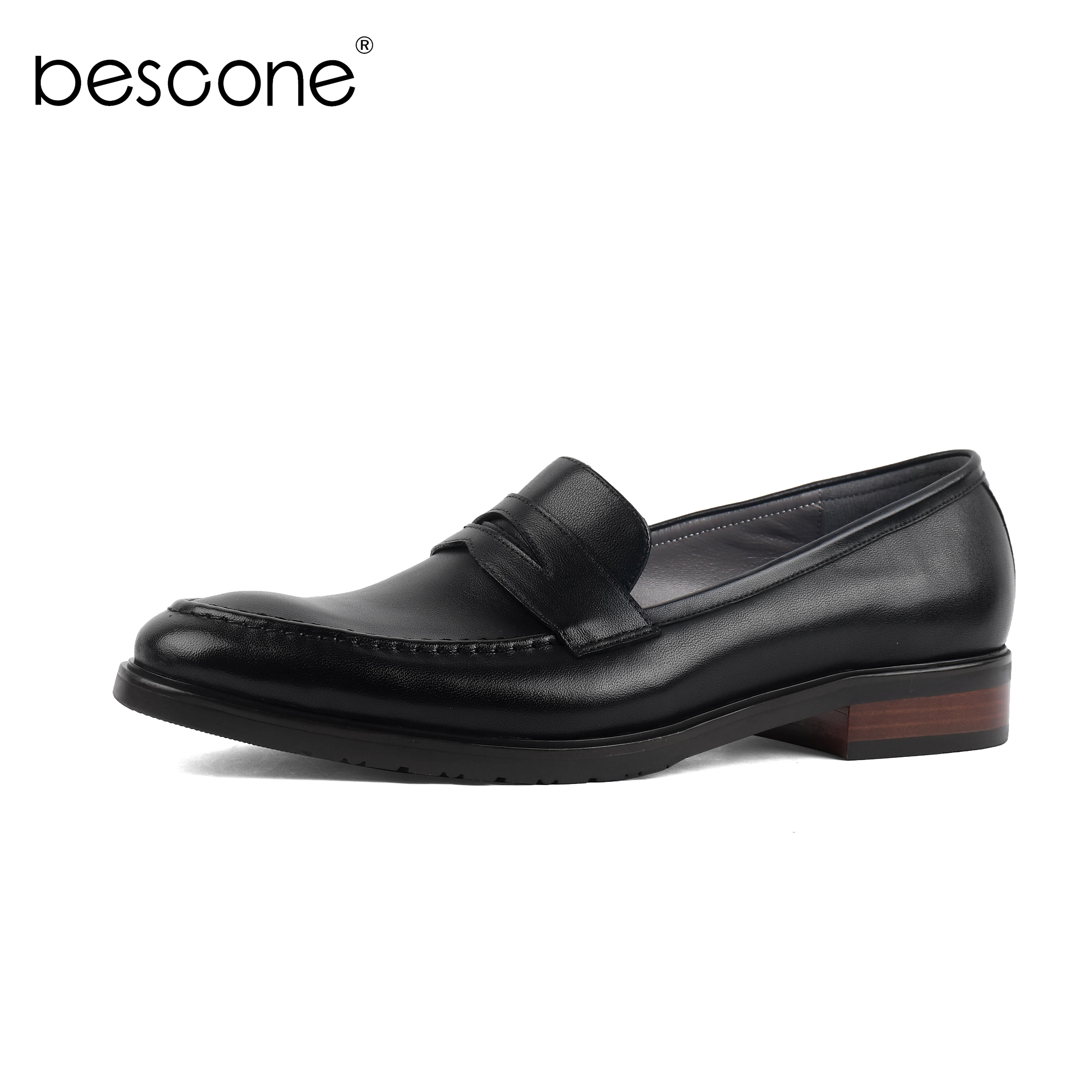 

BESCONE High Quality Men Suit Shoes Basic Pointed Toe Solid Lace-Up Shoes New Casual Breathable Business Office Men Shoes BN18