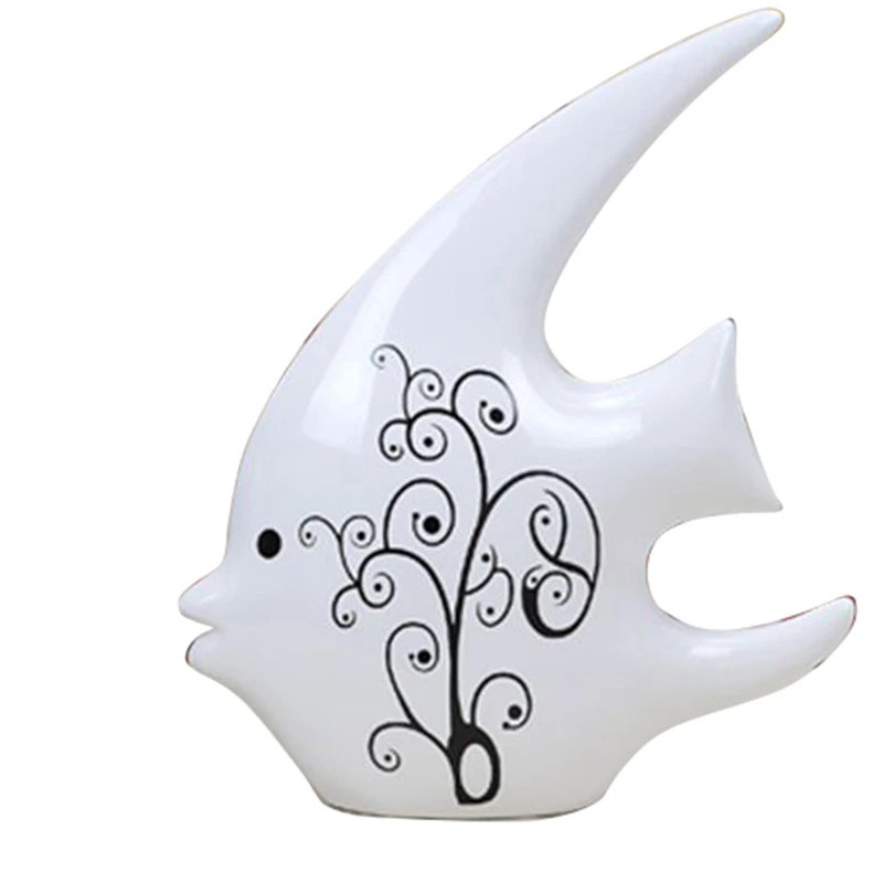 

Hot New Ceramic 1 Set 2 Fish Statues Crafts Ornaments Desktop Ornaments Home Decoration