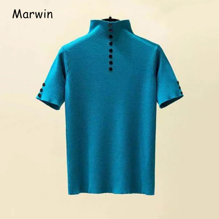 Marwin/Новинка 2019 года; зимняя повседневная водолазка с коротким рукавом и пуговицами; однотонные женские свитера; мягкая модная короткая тонк... Marwin/Новинка 2019 года; зимняя повседневная водолазка с коротким рукавом и пуговицами; однотонные женские свитера; мягкая модная короткая тонк...