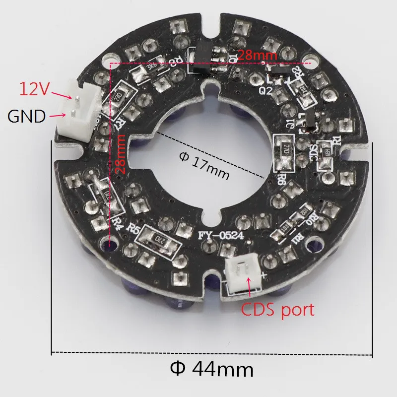 30 градусов CCTV аксессуары инфракрасный свет 24 зерна ИК Светодиодная панель для камер наблюдения ночного видения диаметр 44 мм