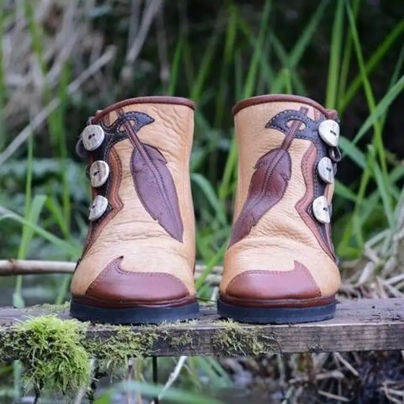 

Women Ankle Boots Flats Wedges Shoes Woman Chaussure Vintage PU Leather Zapatos Mujer Sapato Low Heels Lace Up Booties WXZ059