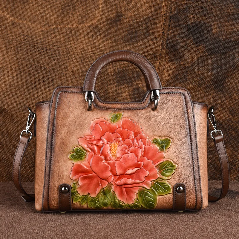 

2019 New Vintage Embossed Bag Bag Hand-held Oblique Cross Large-capacity Bag
