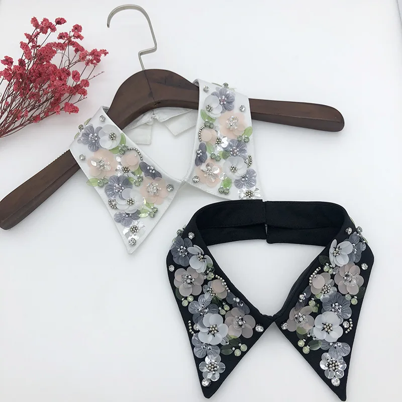 

Women Handmade Fake Collars for Women Shinny Sweater Detachable Collars Korean Female Blouse Tops Shirt Accessories