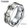 Tigrade 6/8mm Men Silver Color Tungsten Carbide Ring Luxury Wedding Band Dragon Inlay Fashion Jewelry Comfort Fit anel masculin ► Photo 1/6