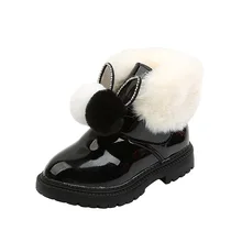 

2021 winter new child snow boots fashion sweet round girl short boots plus velvet warm children cotton boots