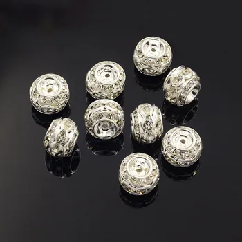 

50pcs Clear Grade A Brass Rhinestone Barrel Beads 9x1.5mm for DIY jewelry making bracelet necklace