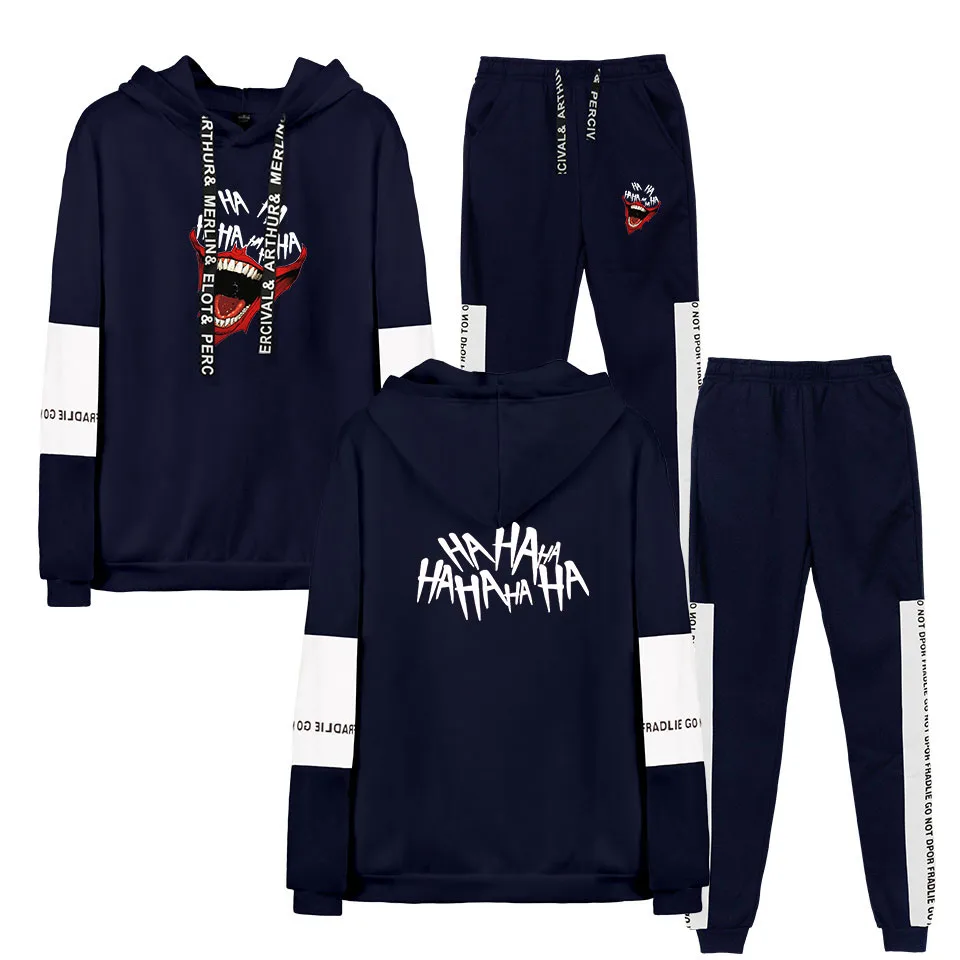 Frdun Tommy под названием Нана Джокер Мода Harajuku с принтом из двух предметов наборы свитшотов: толстовка с капюшоном+ штаны, одежда с рукавами-реглан зимние/демисезонная толстовка с капюшоном и сиденье