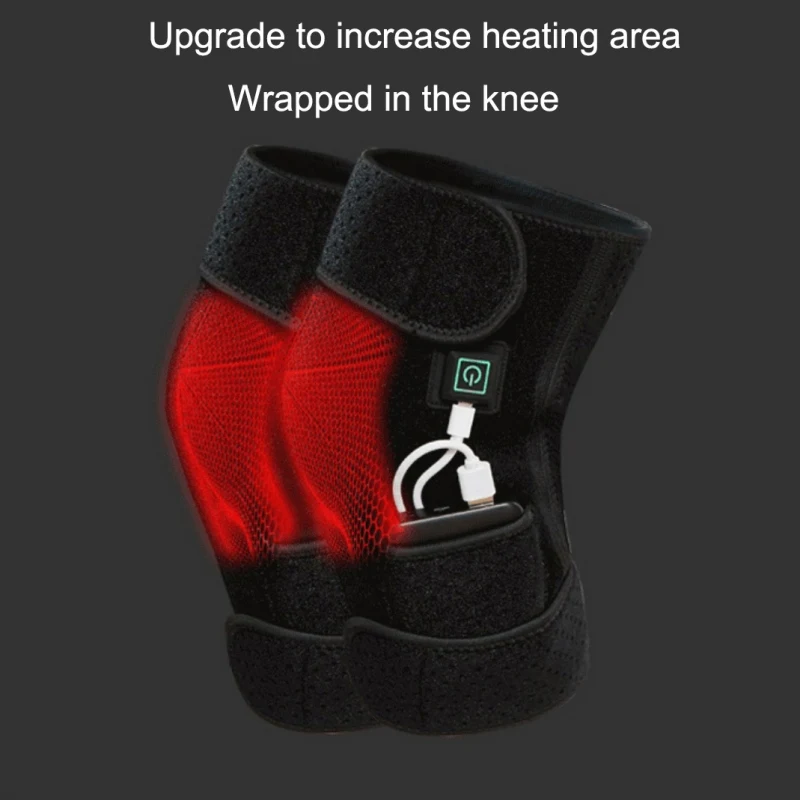 1 пара шина на колено Регулируемая USB-heated обезболивающая поддержка колена перезаряжаемый ортопедический Электрический массажер температура