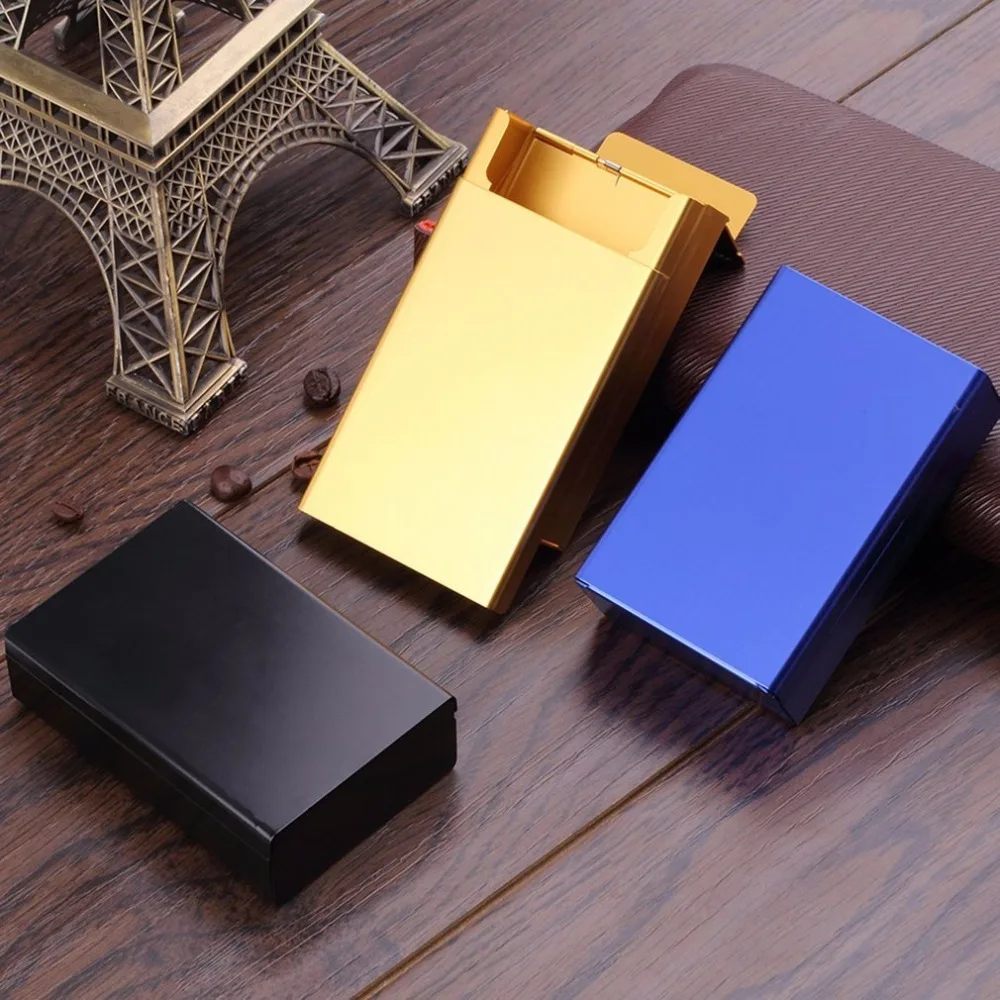 

OUTAD Cigarette Storage Box Case Push Open Aluminum Cigar Cigarette Tobacco Holder Cigarette Accessories Three Colors