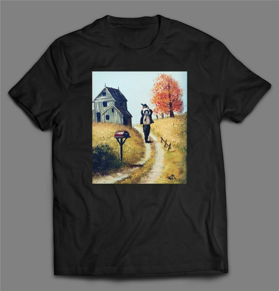 

Classic 1970'S Horror Movie Leather Face Painting Mens T-Shirt Many Options Custom Printed Tee Shirt