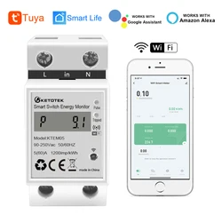 Tuya – compteur d'énergie sur Rail Din monophasé, WiFi, consommation d'énergie, tension, wattmètre, sortie d'impulsion, commutateur intelligent IoT, surveillance de l'énergie 
