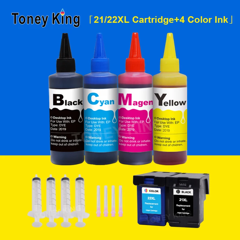 Картридж для принтера Toney King 21 22 HP XL чернильный картридж Deskjet F2180 F2200 F300 F380 + 100