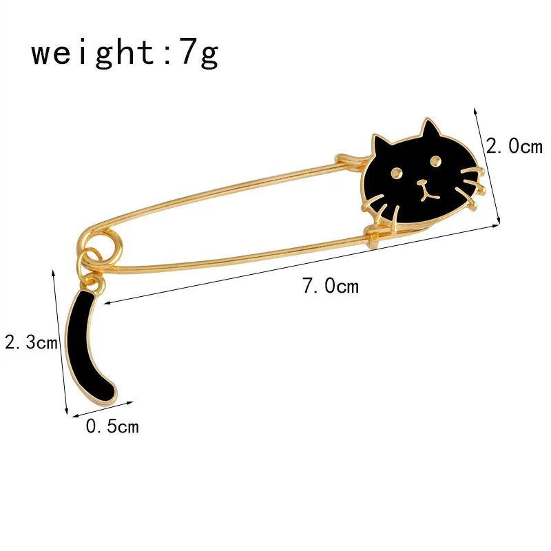Charm Cat Brooch Pin Gold Men Woman Jewelry Large Safety Pin Sweater Clip Guard Safety Pin Brooch