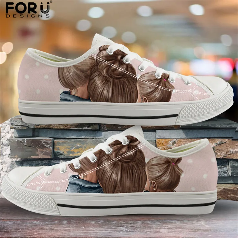 FORUDESIGNS; повседневная обувь из Вулканизированной Ткани; Цвет черный, коричневый; для мамы и дочки; для королевы; парусиновая обувь с низким берцем; модная женская обувь на плоской подошве - Цвет: HMA170Z39A