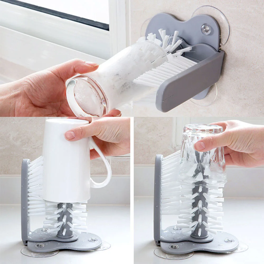 

Creative Suction Wall Lazy Cup Brush Glass Cleaning Brush Kitchen Rotating Water Cup Tea Cup Brush Rotating Cup Teacup Brush Hot