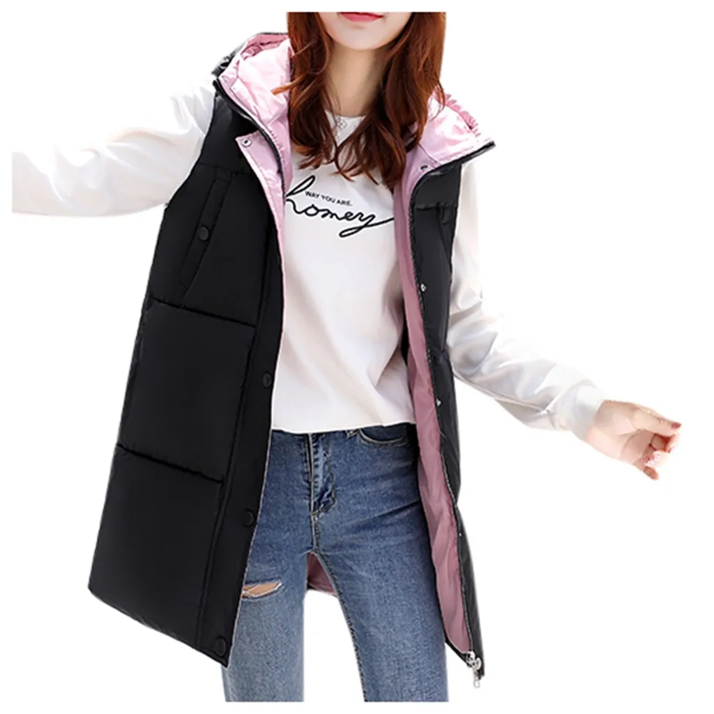 JAYCOSIN Fashion Ladies Lined Solid Vest Cotton Sleeveless Winter Casual Daily Coat Autumn Winter Loose Popular Thick Jacket