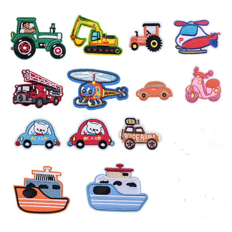 Новые Мультяшные нашивки с машинками и самолетами вышитая одежда полоски