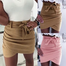 Новое поступление, Женская юбка, высокая талия, тонкая, повседневная, летняя, карандаш, мини юбка, женская одежда, сексуальное облегающее платье вечернее, перекрестная юбка