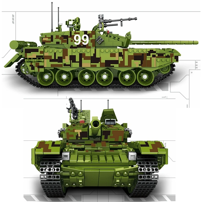 1339 Шт Военный Китай Тип 99 главный боевой танк оружие солдат набор модели строительные блоки игрушки для детей Подарки Brinquedos