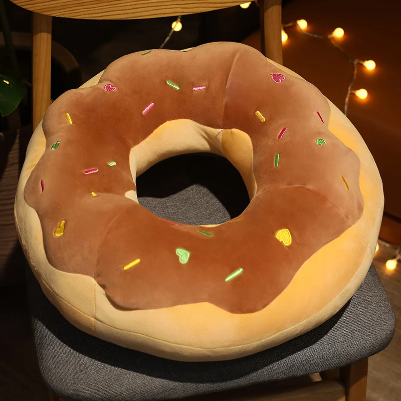 Plush Toys Chair Cushion 45/70cm Chocolate Donut Shaped Seat Cushion Car Mats Plush Pillow Chair Sofa Cushion Cartoon Bread Toast For Kids Grown-Ups