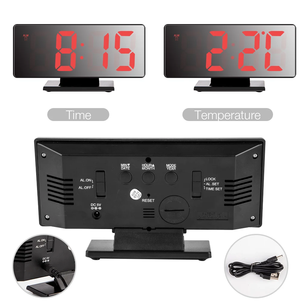 Despertador цифровой светодиодный Espelho Reloj Despertador Кабо Usb Повтор дисплей темп Noite Lcd Mesa De Luz Настольный