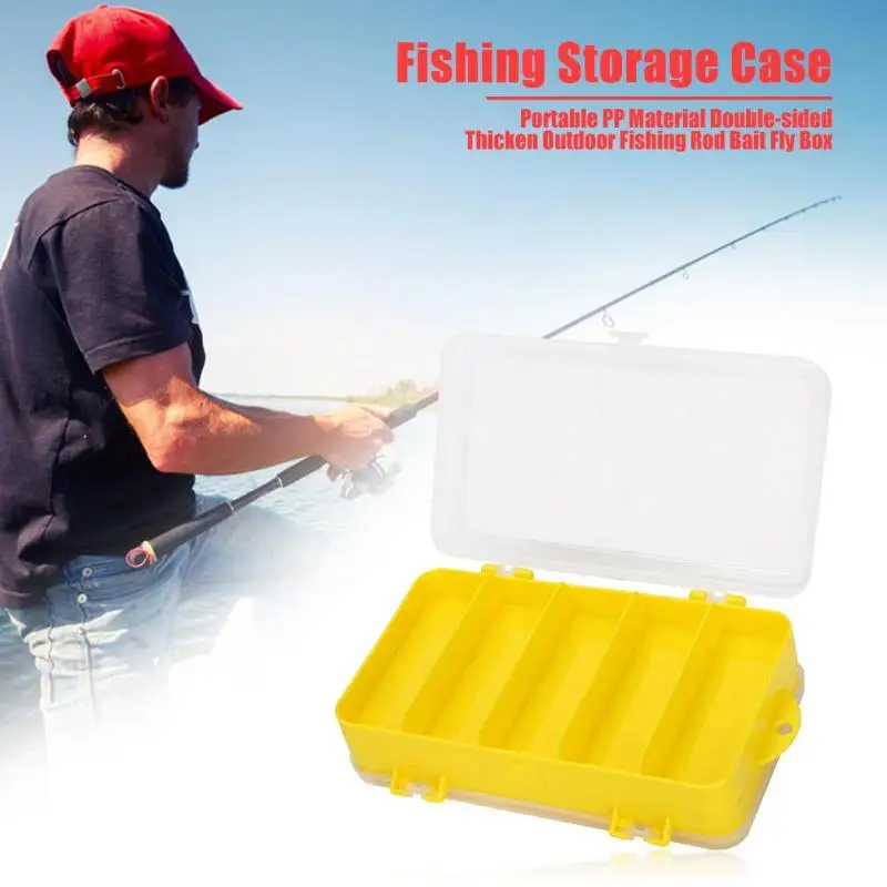 Fishing Equipments Storage Case Lure Hooks Outdoor Fly Rod Storage Box Organizer Double-sided Design with 8 Grids on Other Side