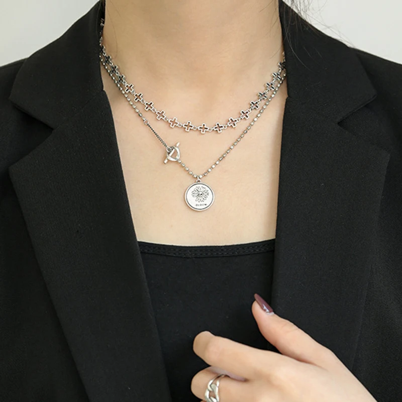 Ожерелье женское из серебра 2020 пробы с крестом|Ожерелья| |