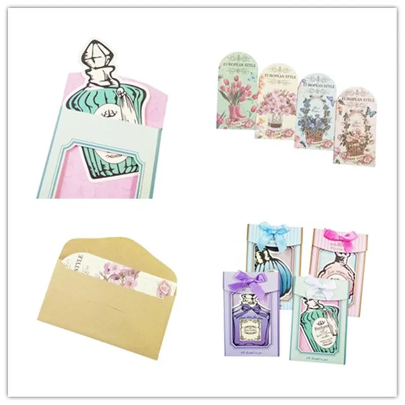 

30Pcs/lot Romantic Flower Perfume Bottle Shape Greeting Card Four Design Random Lovely Fashion Gift Office School Supplies