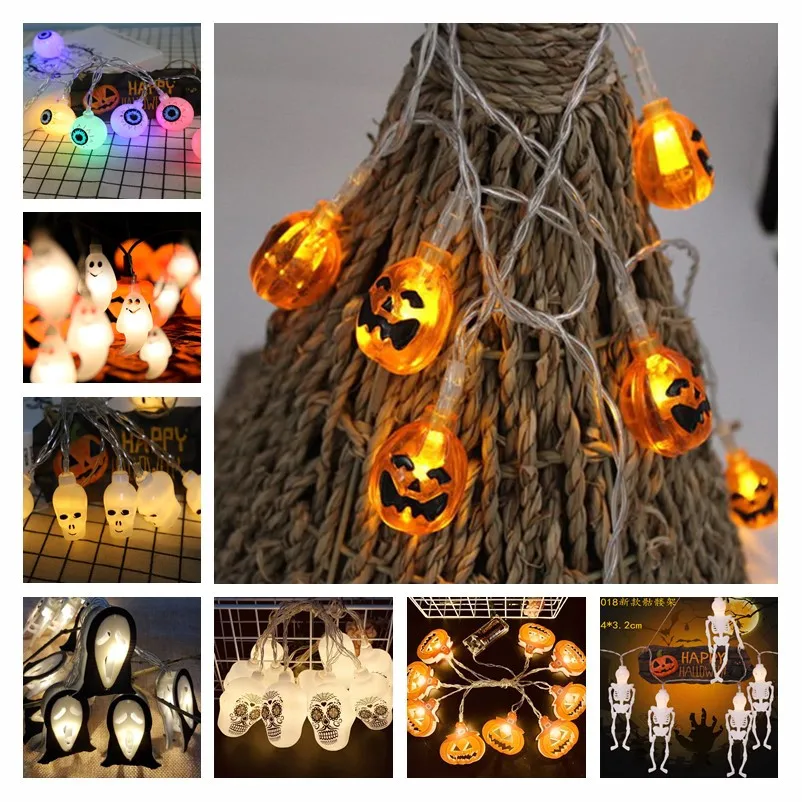 

Halloween Lights Pumpkin Skull Led String Lights Garland Decorations for Home Outdoor Battery Powered Holiday Party Lights Decor