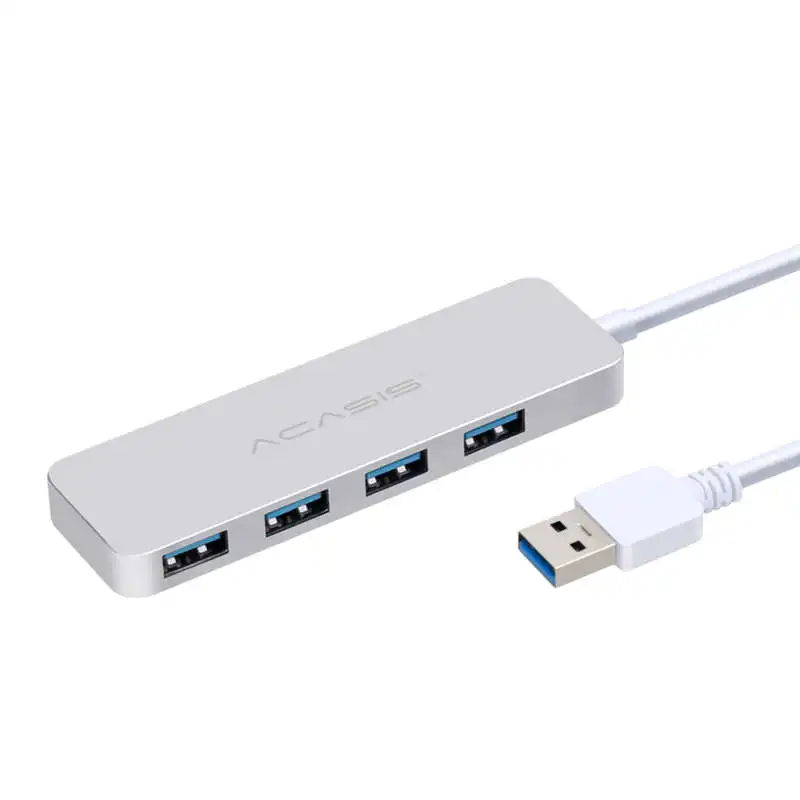 Silver Acasis 4 порта Usb 3,0 концентратор сплиттер с индивидуальный переключатель внешний кабель 30 см Usb адаптер для системы Macbook Windows - Цвет: Silver
