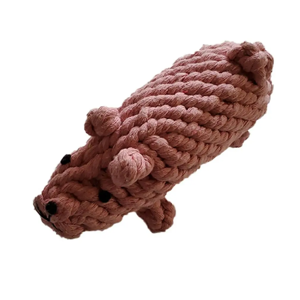 Pink pig Хлопковая веревка, игрушка для собак, для питомцев, молярная зуб, устойчивая к укусам, ручная работа, веревка для укуса собак - Цвет: Pink pig