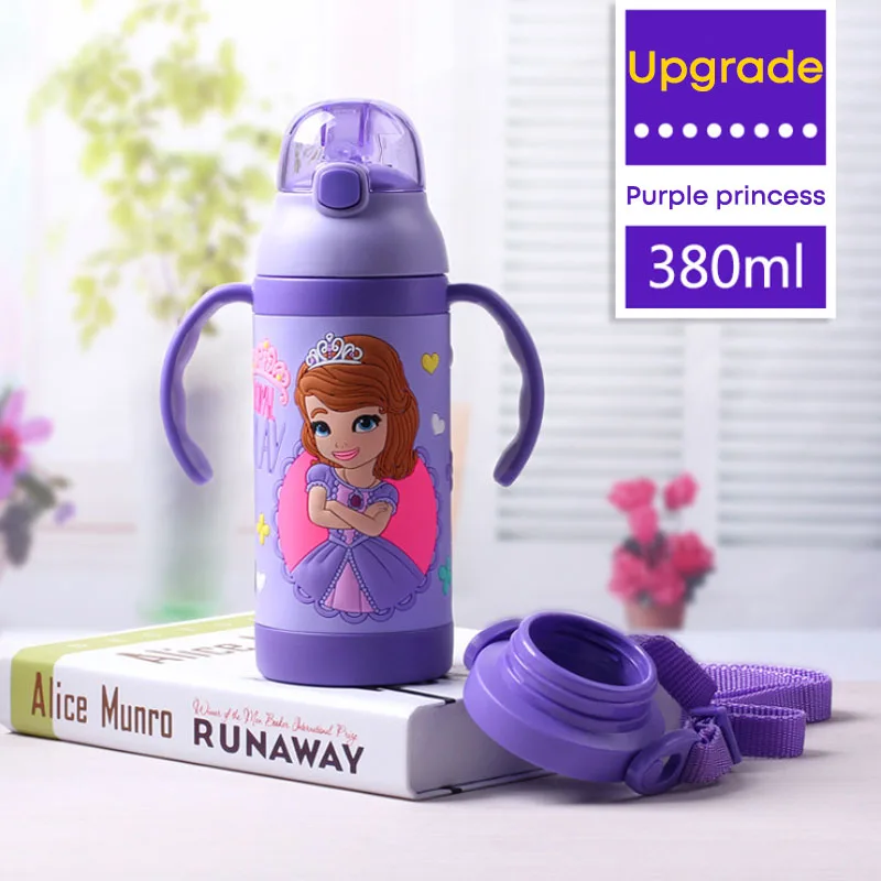 Дисней мультфильм поилка чашка из нержавеющей стали изоляции детская бутылка для воды кружка - Цвет: Purple Sophie