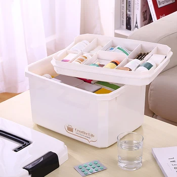 

Multi-Layered First Aid Multifunctional Plastic Storage Box SML Handle Thicker Gently Buckle Save Space Disassembly Design